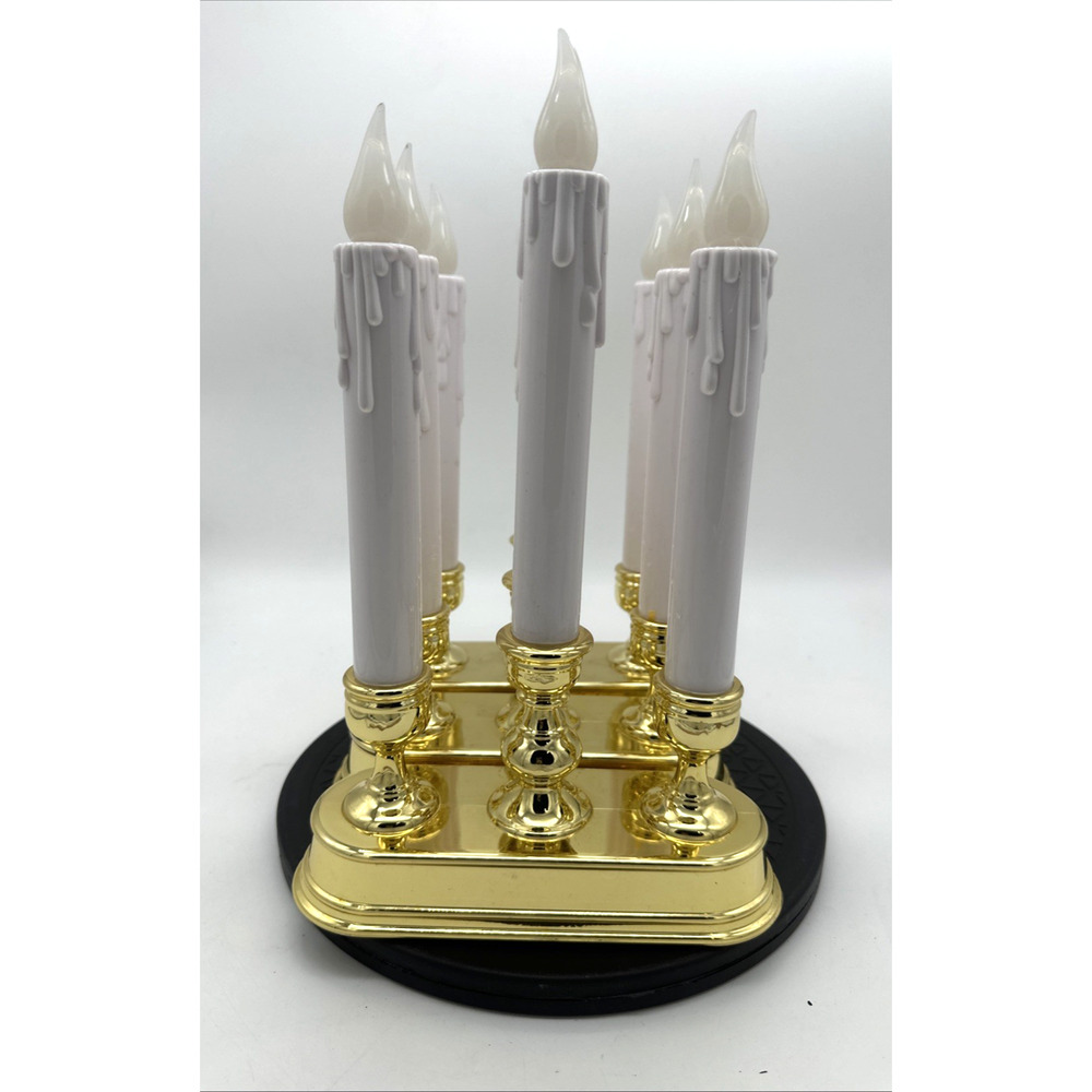Set Of 3 LED Flickering Candolier Gold Home Accents Holiday